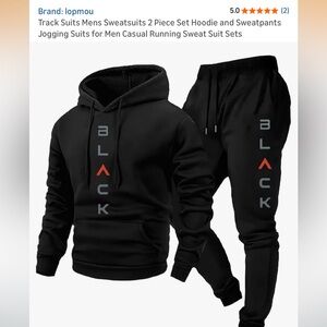 Black Men's Jogger Sweatpants & Hoodie Set
